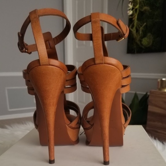 Yves Saint Laurent Tan Strappy Heels - Picture 4 of 5